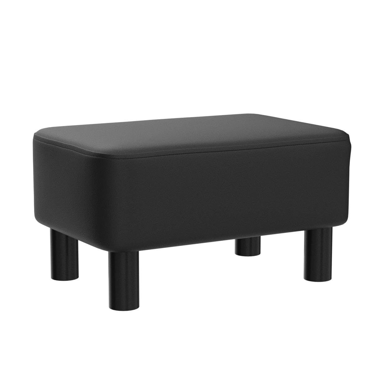 IBUYKE 16.54" Small Footstool PU Leather Ottoman Footrest Modern Home Living Room Bedroom Rectangular Stool, with Padded Seat Pine Wood Legs