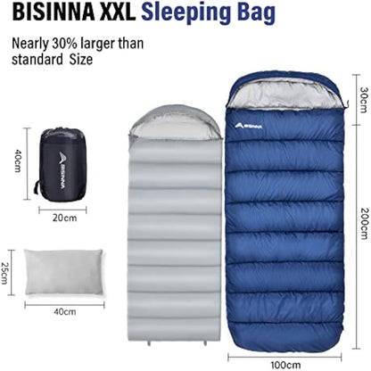 BISINNA XXL Sleeping Bag for Big and Tall Adults,3-4 Season Plus Size Warm and Comfortable Waterproof Lightweight Sleeping Bag Great for Camping Backpacking Hiking Indoor & Outdoor