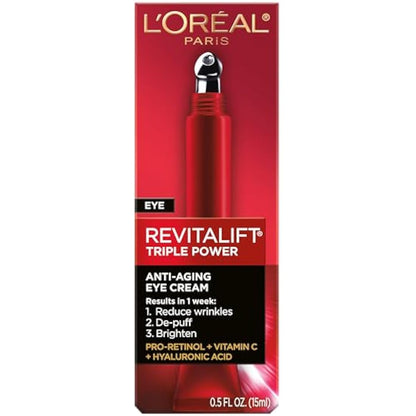 L'Oreal Paris RevitaLift Triple Power Eye Treatment, 0.5 Fluid Ounce