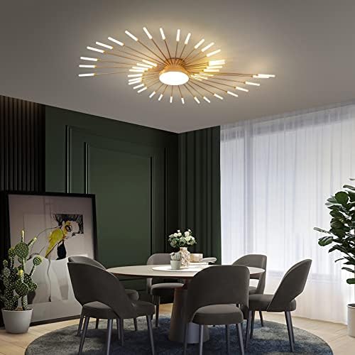Modern LED Ceiling Light,42+1 Heads Semi Flush Mount Gold Chandeliers Ceiling Lighting for Bedroom Living Room Kitchen Dining Room Restaurant