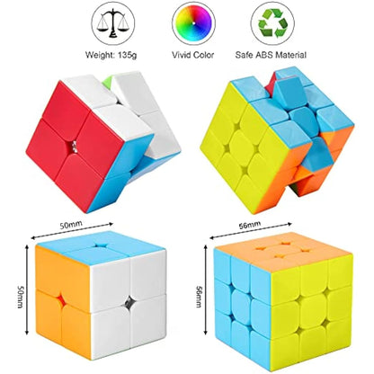 ROXENDA Speed Cube Set, 2X2 3X3 Speed Cube Original Fast Cube with Instruction (Stickerless)
