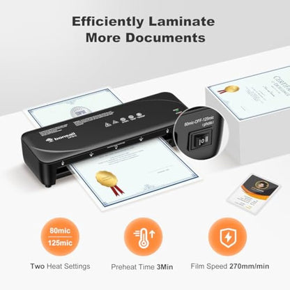 Bonsaii A4 Laminator Machine with Never Jam Technology, Dual Heat Settings, High-Speed Laminating, Max 230mm Width (A4 Size) - Ideal for Home, Office, and School Use,Black (L418-C)