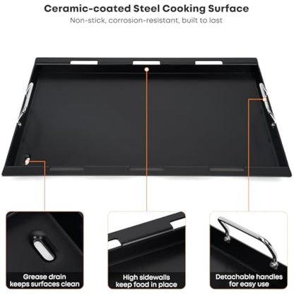 onlyfire Flat Top Griddle Plancha for Weber Genesis II 300 Series Gas Grills, Nonstick Ceramic Coated Full-Size Griddle Insert for Weber Genesis II & II LX 310 315 335 340, Genesis 325s