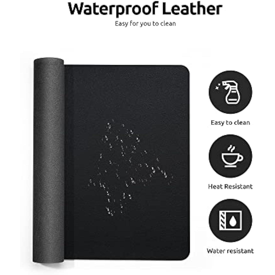 YSAGi Leather Desk Mat, Large Mouse Mat, Non-Slip Desk Pad, Waterproof PU Leather Table Protector Writing Pad for Office and Home (60 x 35 cm, Black)