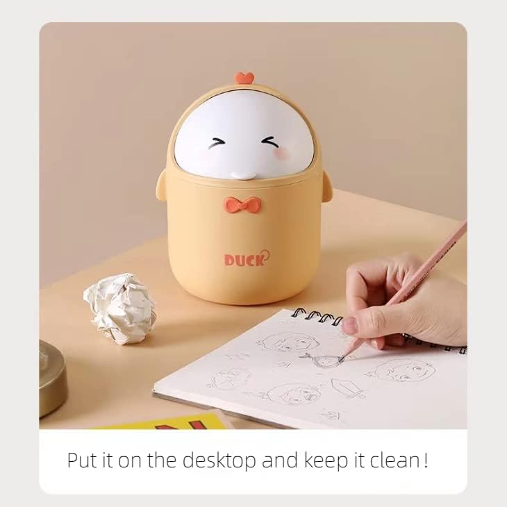 TOGHPUW Desk Bin, Mini Trash, Cute Small Waste Bin, Deskbin with Lid, Suitable For Office, Bedroom, Children'S Room (yellow)