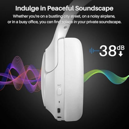 TOZO HT2 Hybrid Active Noise Cancelling Wireless Headphones, 60H Playtime Lossless Audio Over Ear Bluetooth Headphones, Hi-Res Audio Deep Bass Foldable Lightweight Headset for Workout