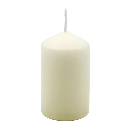 Hofer Ivory Pillar Candles - Set of 40 Decorative Small Candles - 4 x 7 cm - 11 Hours Long Burning - Unscented - Dripless - Smokeless - RAL Quality