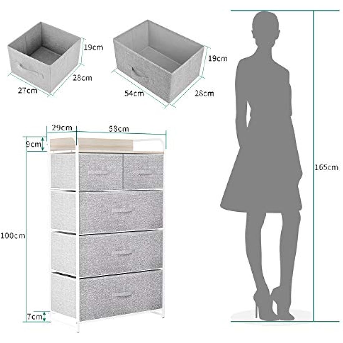 YITAHOME Chest of Drawers, Non-Woven Fabric 5-Drawer Storage Organizer Unit for Bedroom Living Room Closet, Sturdy Steel Frame, Easy Pull Fabric Bins & Wooden Top, Fabric Dresser