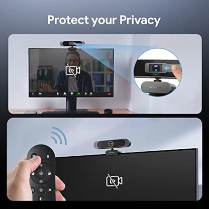 DEPSTECH 4K Webcam, Ultra HD 1/2.55'' Sony Sensor, 3x Digital Zoom, Dual Noise-Canceling Microphones, Remote Control, Auto Focus, Streaming Camera Webcam for PC, Laptop, Video Call, Zoom, Skype, Teams