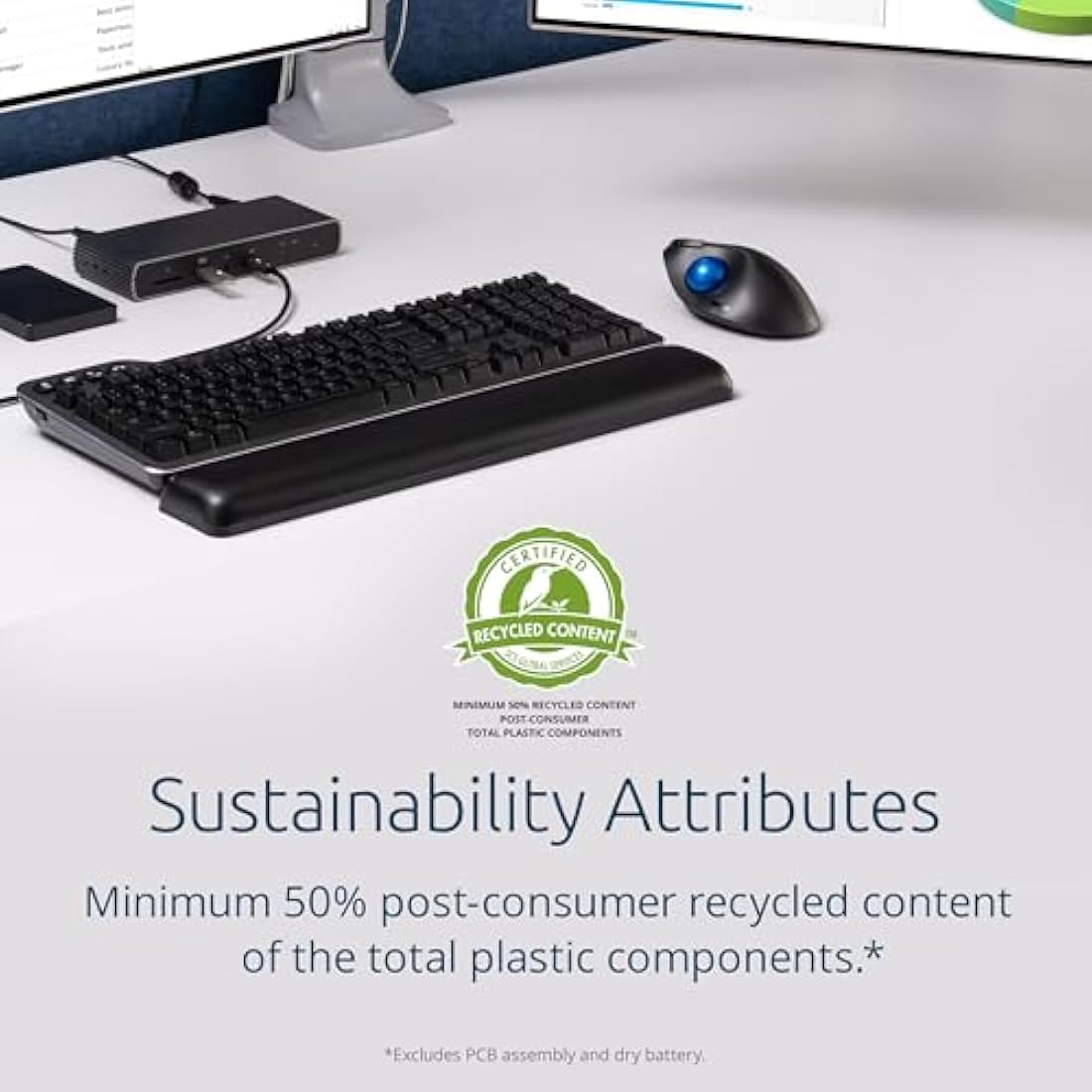 Kensington Pro Fit Ergo TB450 Bluetooth 2.4GHz with Dual Wireless Capability, Up to 18 months of Battery Life, Ergonomic 34mm Thumb Operated Trackball Mouse, Made from 50% Recycled plastic (K72194WW)
