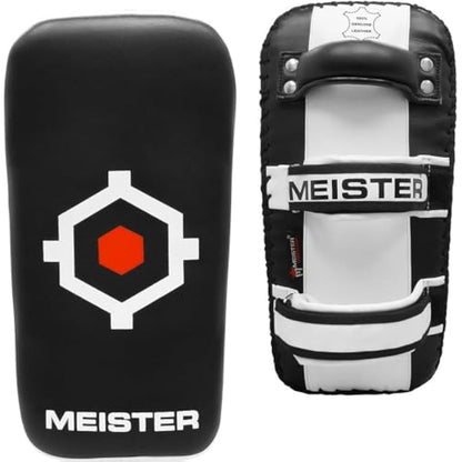 Meister XP2 Professional Curved Thai Pads for Kickboxing & MMA - X-Thick Cowhide Leather
