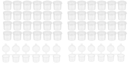 Transparent Plastic Containers 10 ml with Lids – Pack of 60 10 Strips of 6 – Reusable Pots for Paint, Crafts, Makeup, Samples, Storage, Organizers