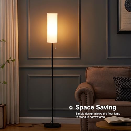 Aooshine Floor Lamp for Living Room Modern, Floor Lamps for Bedrooms, Modern Standing Lamp with Lampshade, 64'' Standard Tall Lamps for Living Room, Reading Light Floor Lamp(Bulb Included)