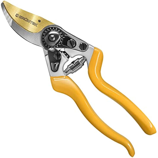 GRÜNTEK Z-25 Titanium Bypass Secateurs – 215mm Ergonomic Garden Pruning Shears with Japanese SK5 Blade | Tree, Vine & Garden Maintenance