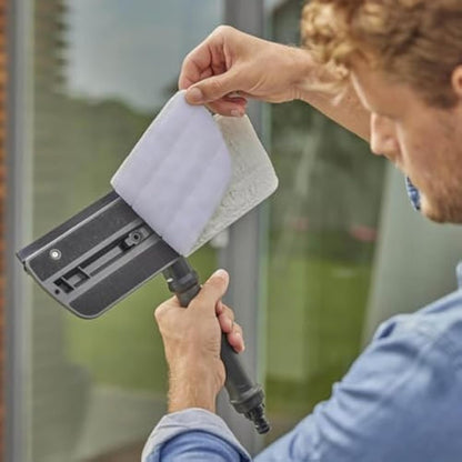 GARDENA Cleansystem Window Cleaner: Water-operated window cleaner, wiper with microfleece and squeegee blade, for small and large surfaces, can be connected to water hose (18808-20)