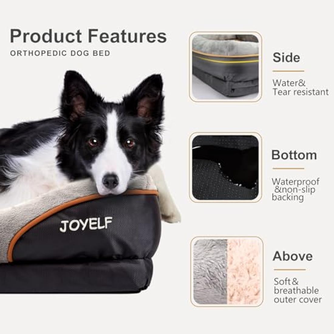 JOYELF Memory Foam Dog Bed Small Orthopedic Dog Bed & Sofa with Removable Washable Cover and Squeaker Toys as Gift