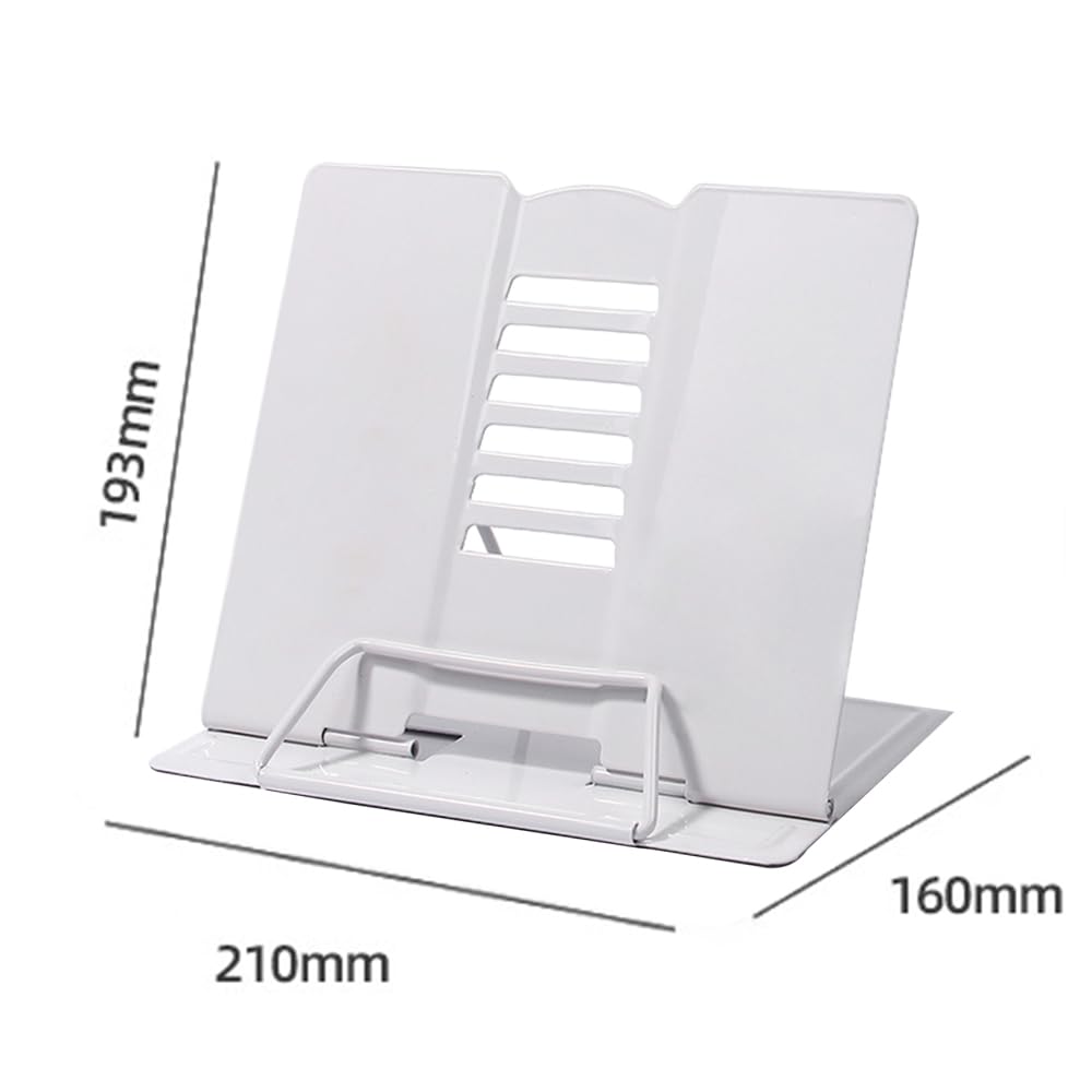 Book Stand, Multifunctional Metal Book Holder for Reading White
