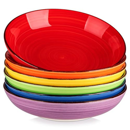 Vancasso Bonita Large Pasta Bowls Set of 6, 50 oz Ceramic Salad & Soup Bowls, Microwave & Dishwasher Safe, Warm Color