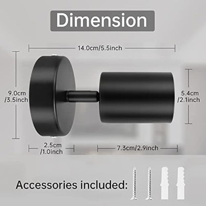 Dehobo Wall Light Spotlight Indoor in Matt Black Adjustable Spot Light with GU10 Socket LED 6W Compatible Industrial Ceiling Wall Spot Light 2 Pack for Kitchen Lounge Bedroom Dining Room