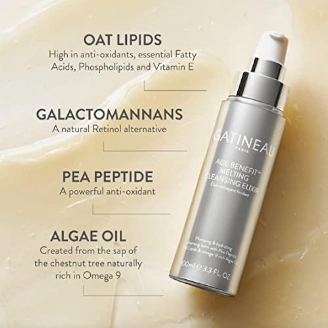 Gatineau - Age Benefit Melting Cleansing Elixir (100ml), Hydrating Face Cleanser for Dry Skin, with Natural Retinol Alternative (100ml)