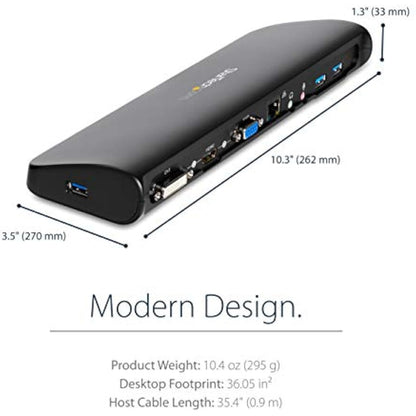 StarTech.com USB 3.0 Docking Station with HDMI and DVI/VGA - Dual Monitor - Universal Laptop Dock - Mac and Windows Compatible (USB3SDOCKHDV)