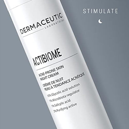 Dermaceutic Activabiome - Prone Skin Night Cream with Glycolic Acid Solution, Microbiota Regulator, Salicylic Acid and Purifying Active - 40 ml