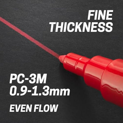 Posca Pens PC-3M Fine Acrylic Felt Tip Coloured Permanent Paint Markers for Adults and Kids. Perfect for Colouring, Fabric, Graffiti, Watercolour, Outline Drawing, Window and Glass Art. 8 Pack
