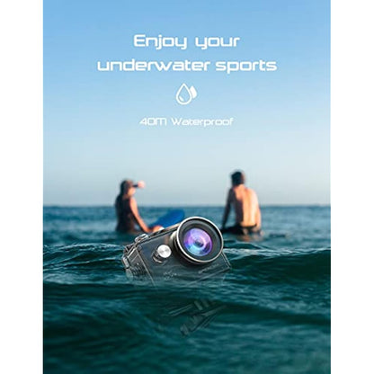 Apexcam 4K Action Camera 20MP 40M Waterproof Sports Camera for Vlog With Ultra HD 170°Wide-Angle 2.4G Remote Control 2 Rechargeable Batteries 2.0'' LCD Screen and Accessories Kit