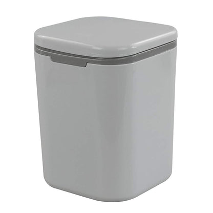 Gitany Push-button Mini Desktop Dustbin with lid, Small Trash Bin Gray