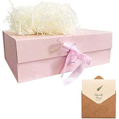 Pink Gift Box 33x26x11cm, Gift Box Large with Magnetic Lids and Silk Ribbon Specially Designed for Presents Birthdays, Holidays, Anniversaries Gift Packaging