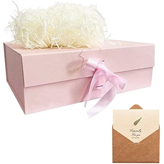 Pink Gift Box 33x26x11cm, Gift Box Large with Magnetic Lids and Silk Ribbon Specially Designed for Presents Birthdays, Holidays, Anniversaries Gift Packaging