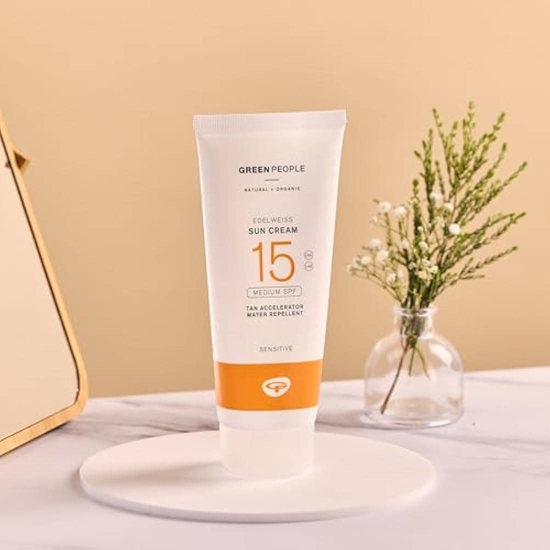 Green People Edelweiss SPF15 Sun Cream & After Sun - Natural, Organic Sunscreen with Tan Accelerator - Non Comedogenic, Reef Safe - 2x200ml