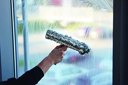 UNGER ErgoTec Ninja Washer 45cm - Squeegee Blade, Microfibre Cover & Rubber Grip Handle - Window Cleaning Equipment