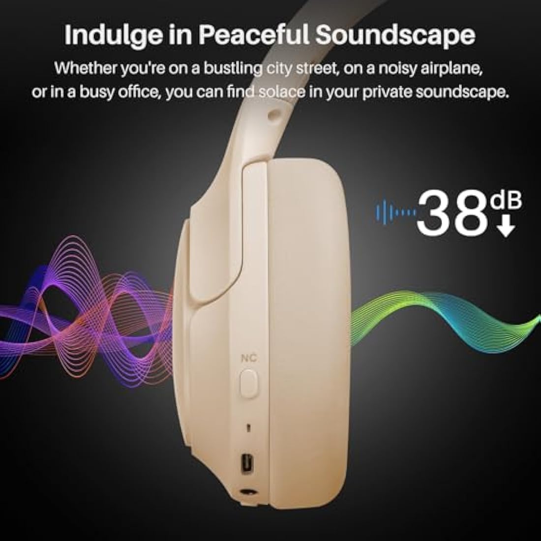 TOZO HT2 Hybrid Active Noise Cancelling Wireless Headphones, 60H Playtime Lossless Audio Over Ear Bluetooth Headphones, Hi-Res Audio Deep Bass Foldable Lightweight Headset for Workout