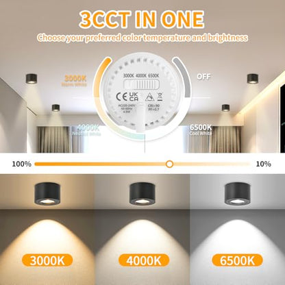 GeyouLux Dimmable LED Adjustable Projection Spotlight, 5 W Ceiling Spotlights, Diameter 80 x 50 mm, 3000 K/4000 K/6500 K, 30 Rotation Bathroom
