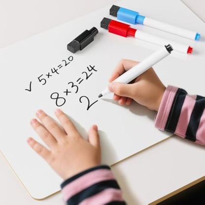 Nicpro Dry Erase Mini Whiteboard A4, 22 x 30 cm Double Sided Lapboard with 3 Water-Based Pens Learning Small White Board Portable Drawing Writing for Student and Classroom Use