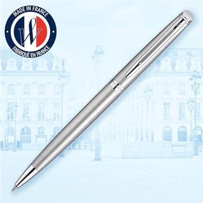 Waterman Hémisphère Ballpoint Pen | Stainless Steel with Chrome Trim | Medium Point | Blue Ink | Gift Box