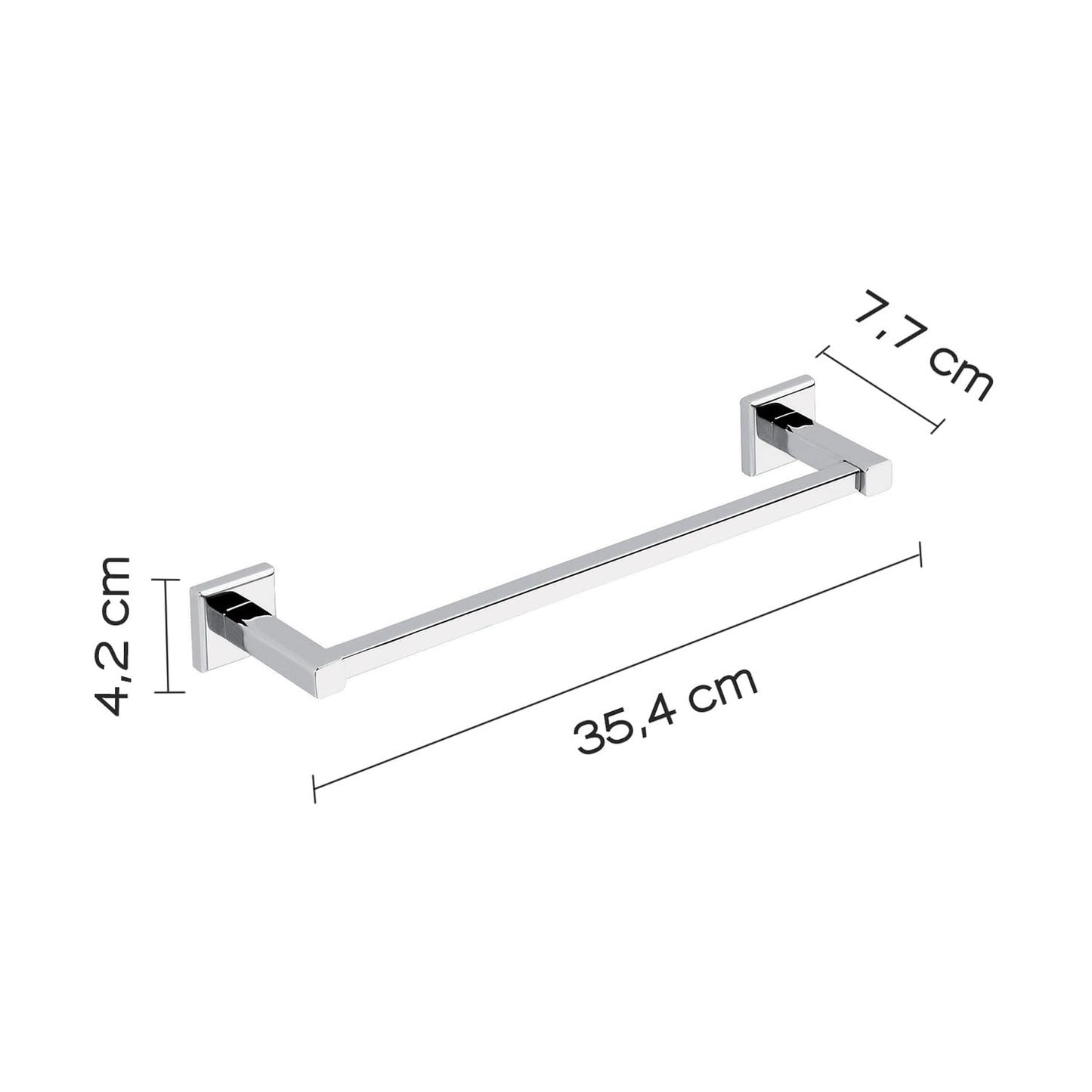 GEDY | Colorado Bathroom Towel Holder in Stainless Steel and Cromall, Towel Rail Fixable with Screws or Glue, Weight Supported 7 kg, Chrome