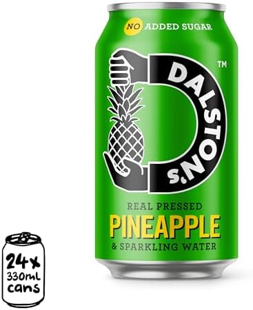 Dalston's Sparkling Pineapple Soda (24 x 330ml) - Real Pressed Pineapple & Sparkling Water - 49 Kcal - No Added Sugar - No Artificial Sweeteners - Healthy Alternative - Low Calorie - Vegan