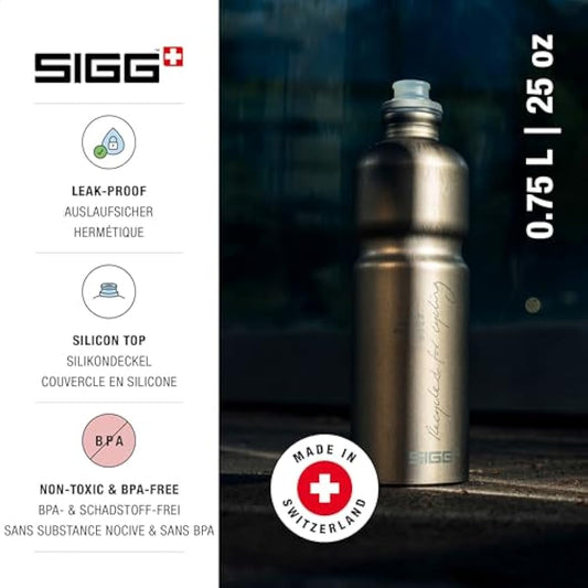Sigg - Aluminium Bike Water Bottle - Move MyPlanet Smoked Pearl - Climate Neutral Certified - Lightweight - BPA Free - Smoked Pearl - 0.75 L
