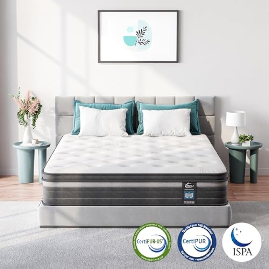 TeQsli Gel Individually Pocket Sprung Single Mattress 3FT with Breathable Soft Fabric, 10.6 Inch Hybrid Mattress Single for Pressure & Back Pain Relief, Medium Firm Mattress in a Box-90x190x27cm