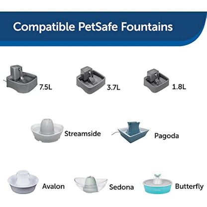 PetSafe Drinkwell Carbon Replacement Filters, Keeps Water Clean & Fresh, Compatible with Multiple PetSafe Fountains, 4 pack, White