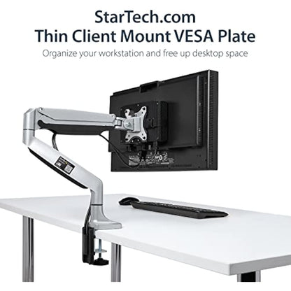 StarTech.com Thin Client Mount - Mini PC VESA Mount - Adjustable .7 to 2.8" - Under Desk Computer Mount - Mac Mini Monitor Mount (ACCSMNT), Black