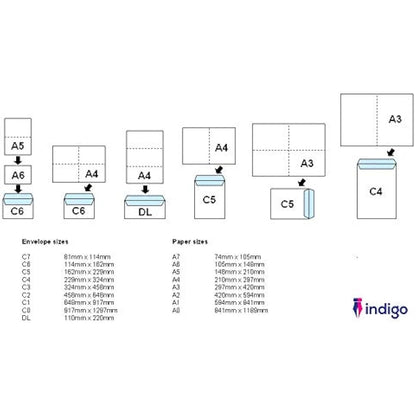 Indigo® C6 White Peel & Seal Envelopes – 114 x 162mm, Professional-Grade, Secure Mailing for Home, Office & Business (Pack of 500)