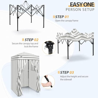EAGLE PEAK Flex Ultra Compact 1.2m x 1.2m Pop-up Changing Room Canopy, Portable Privacy Cabana for Pool, Fashion Photoshoots, or Camping, Gray/White