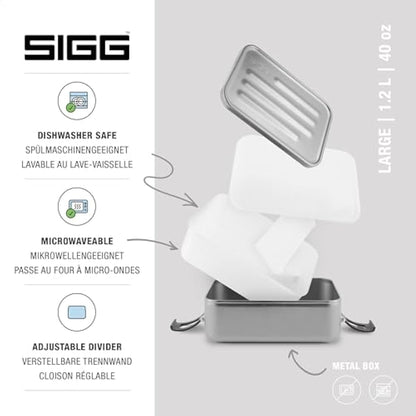 Sigg - Lunch Box Aluminium Plus - with Compartments - Award Winning Design - Dishwasher & Microwave Safe - Leakproof - Featherweight - BPA Free - S/L