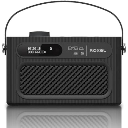 Roxel RDR-40 Stereo DAB/DAB+ Digital and FM Radio Portable Wireless Speaker with Dual Alarm Clock Function, USB & Micro SD MP3 Playback Function, 3.5mm Headphone Output (Black)
