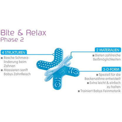 MAM Blue Teether Set - Bite & Relax with Phase 1 & 2 Teething Rings, Extra Small & Light, Easy to Sterilize, Ideal for On-the-Go, Ages 2+ Months
