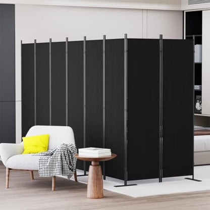 C-Hopetree 8 Panels Room Divider, 180cm Tall Indoor Folding Privacy Screen, Portable Partition Separator, Freestanding Separation Temporary Wall for Office, Bedroom, 404cm W X 180cm H, Black