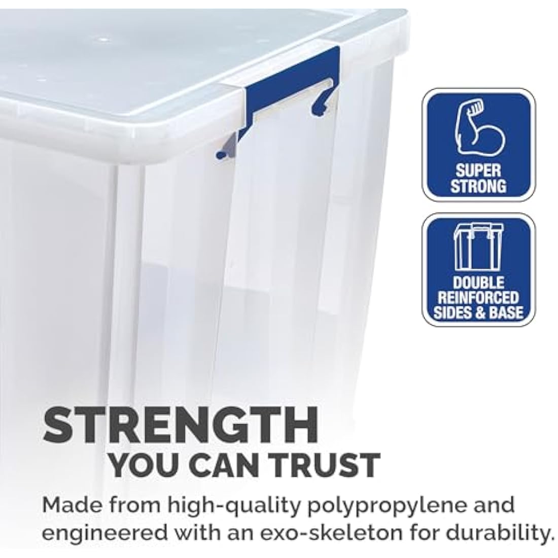 BANKERS BOX 85L Plastic Storage Boxes with Lids. ProStore Super Strong Stackable Plastic Storage Boxes (37.5 x 58 x 38.5cm), Made in the UK, Clear